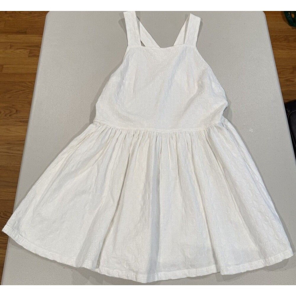 NEW Free People Va Va Volume Dress XS White Bridal Criss Cross Back Bow Preppy